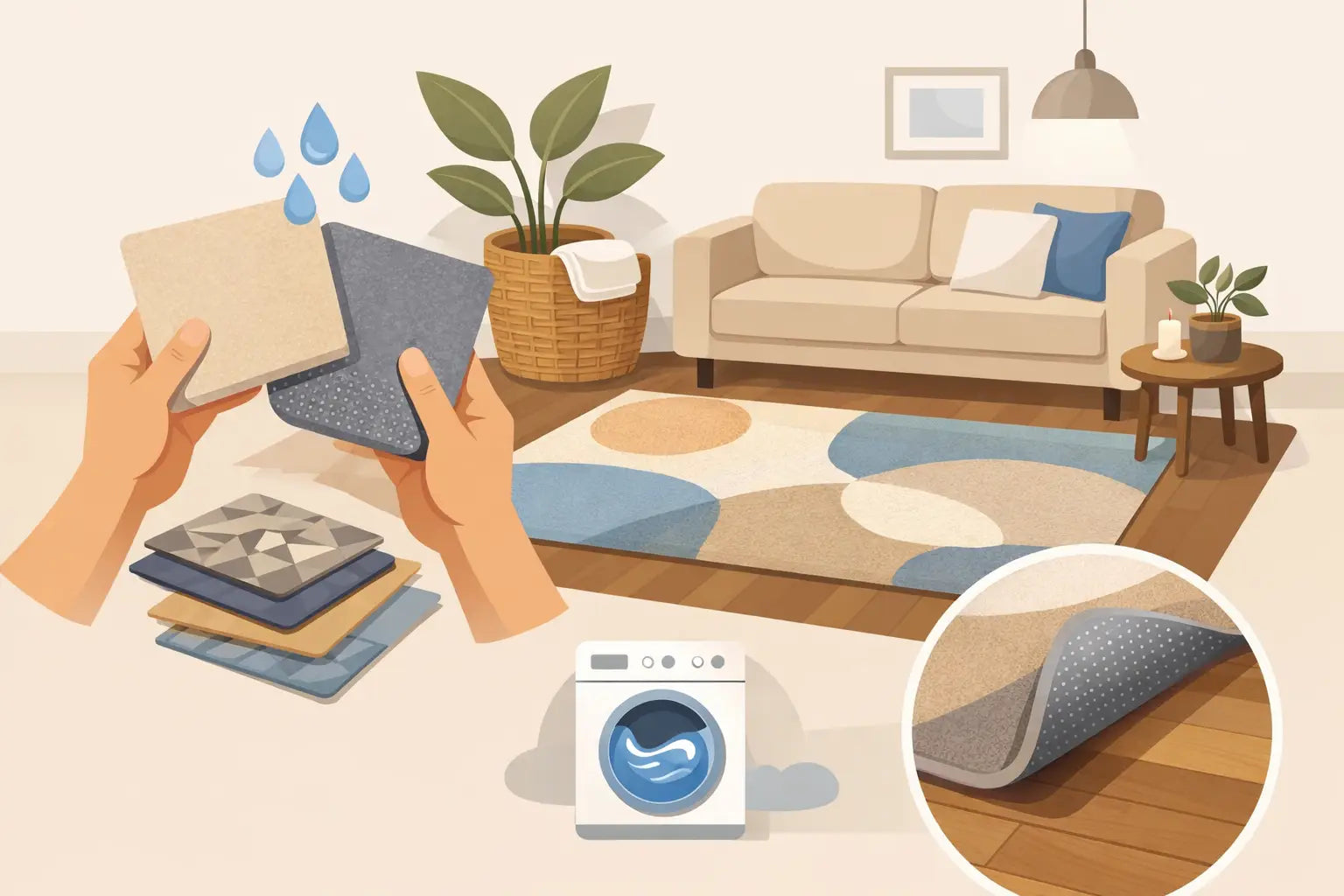 Wasbaar vloerkleed anti slip kiezen thuis