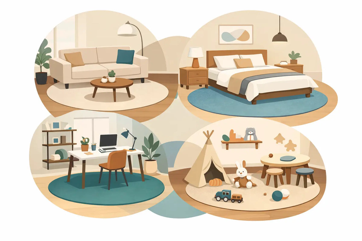 Een rond vloerkleed kopen voor elke kamer