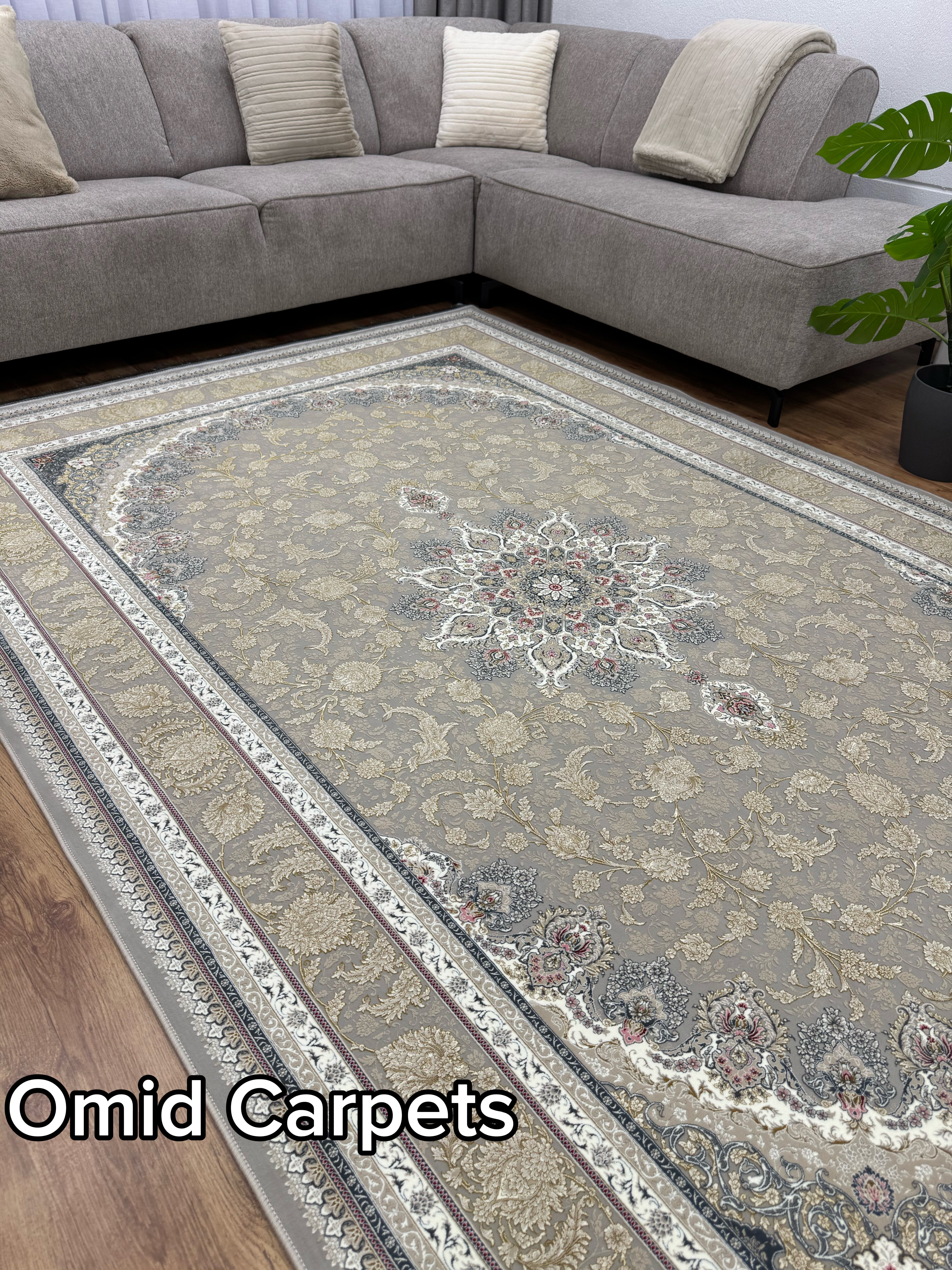 قالین 1500 شانه * Beige Tapijt Laagpolig Klassiek Vloerkleed - Omid Premium Classic Hand Look - 4,5 Miljoen punten/m² - Omid Carpets