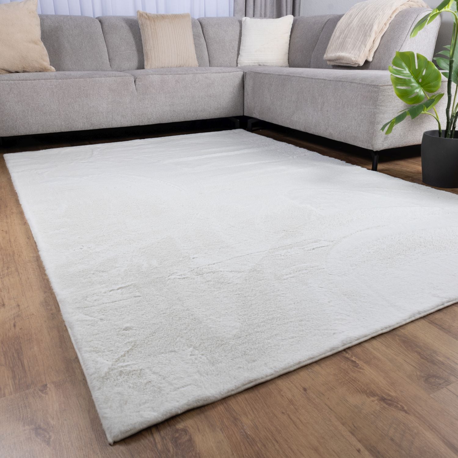 Crème Wit Tapijt Hoogpolig Vloerkleed met Anti-Slip – Omid Soft Fluffy – Superzacht Modern Tapijt - Omid Carpets