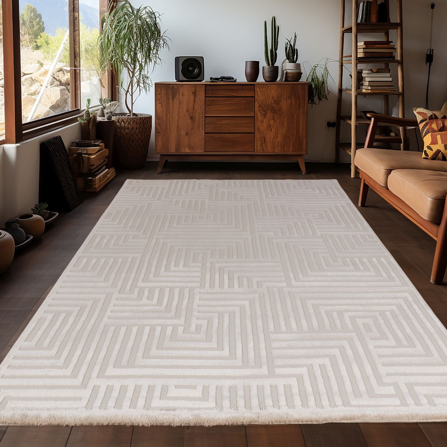 Beige Tapijt Laagpolig Vloerkleed Omid Elegant Neutrals