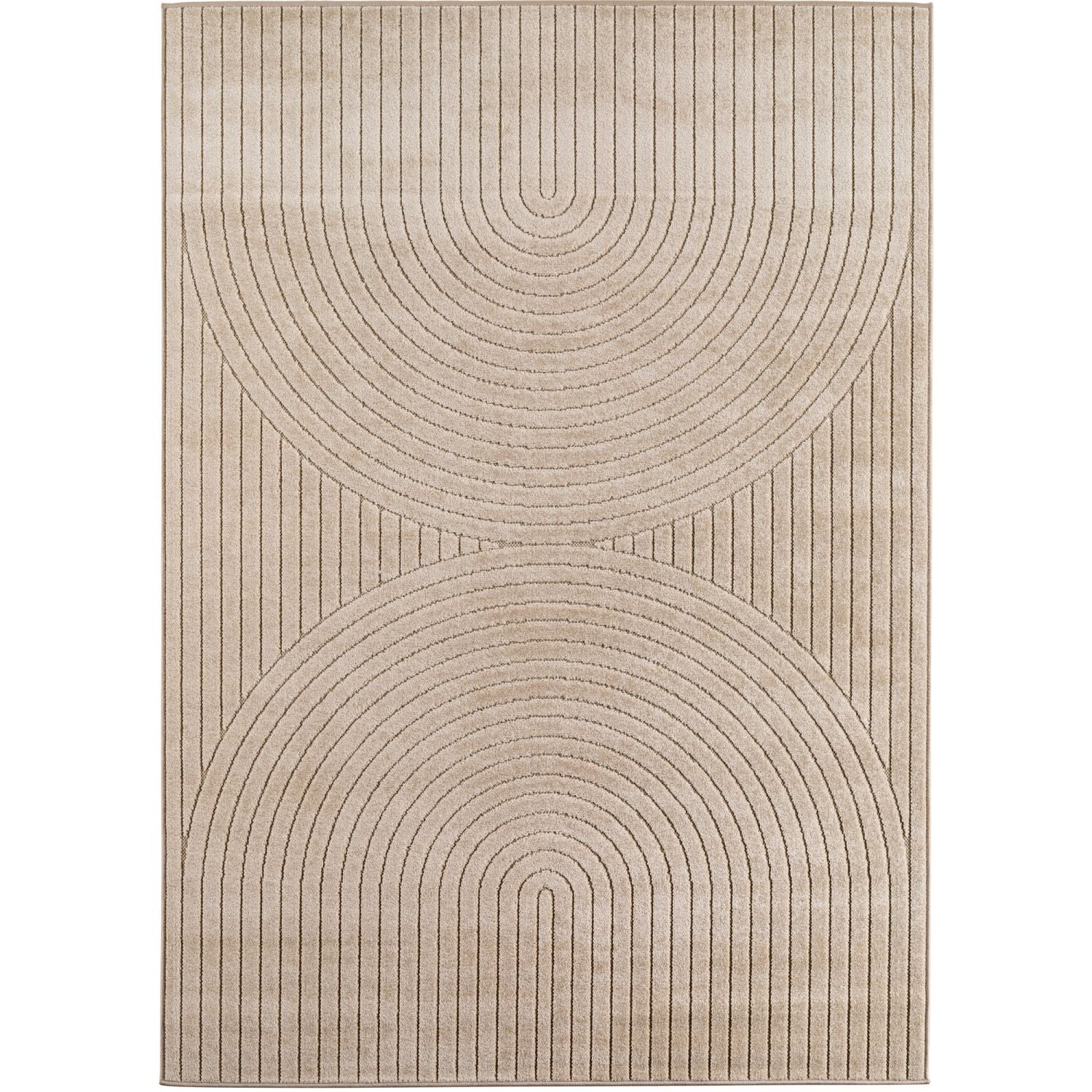 Beige Tapijt Laagpolig Vloerkleed Indoor/Outdoor Japandi Stijl