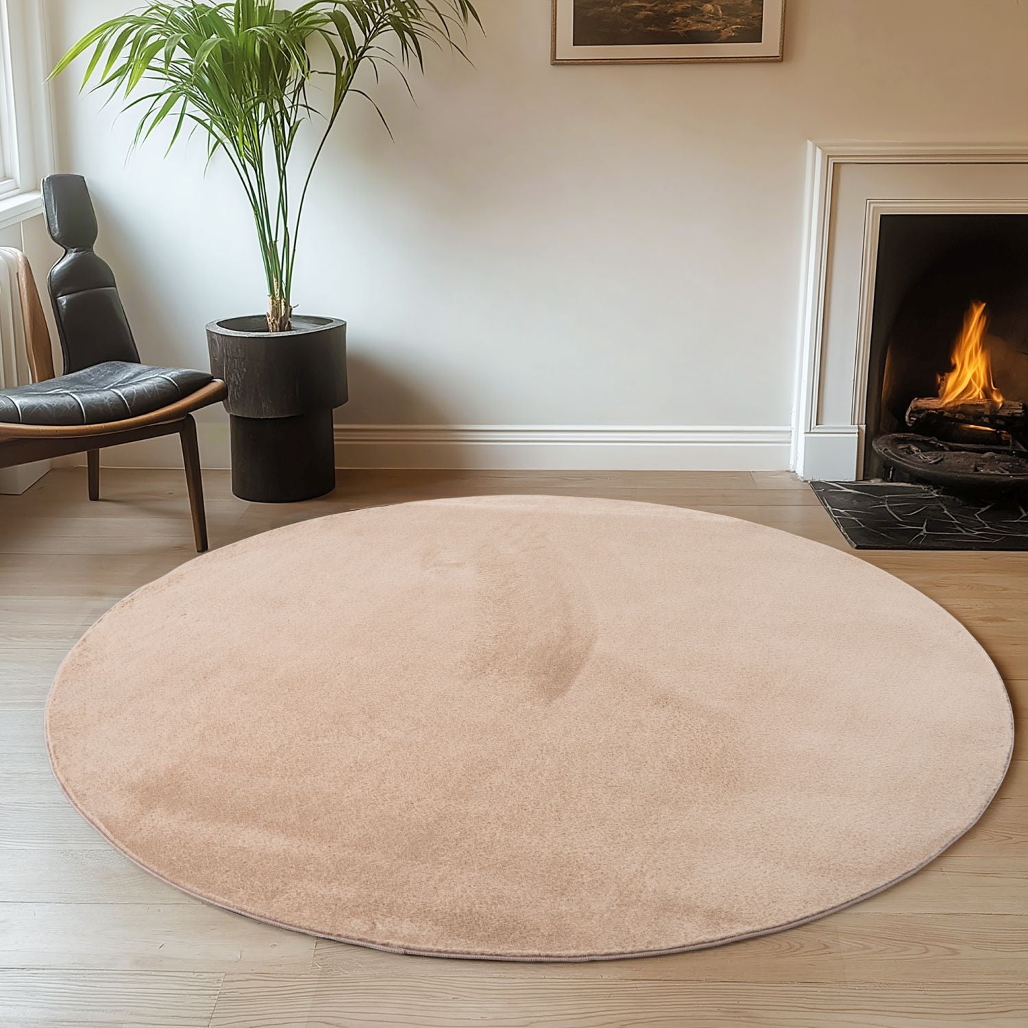 Beige Tapijt Laagpolig Vloerkleed met Anti Slip Omid Super Zacht