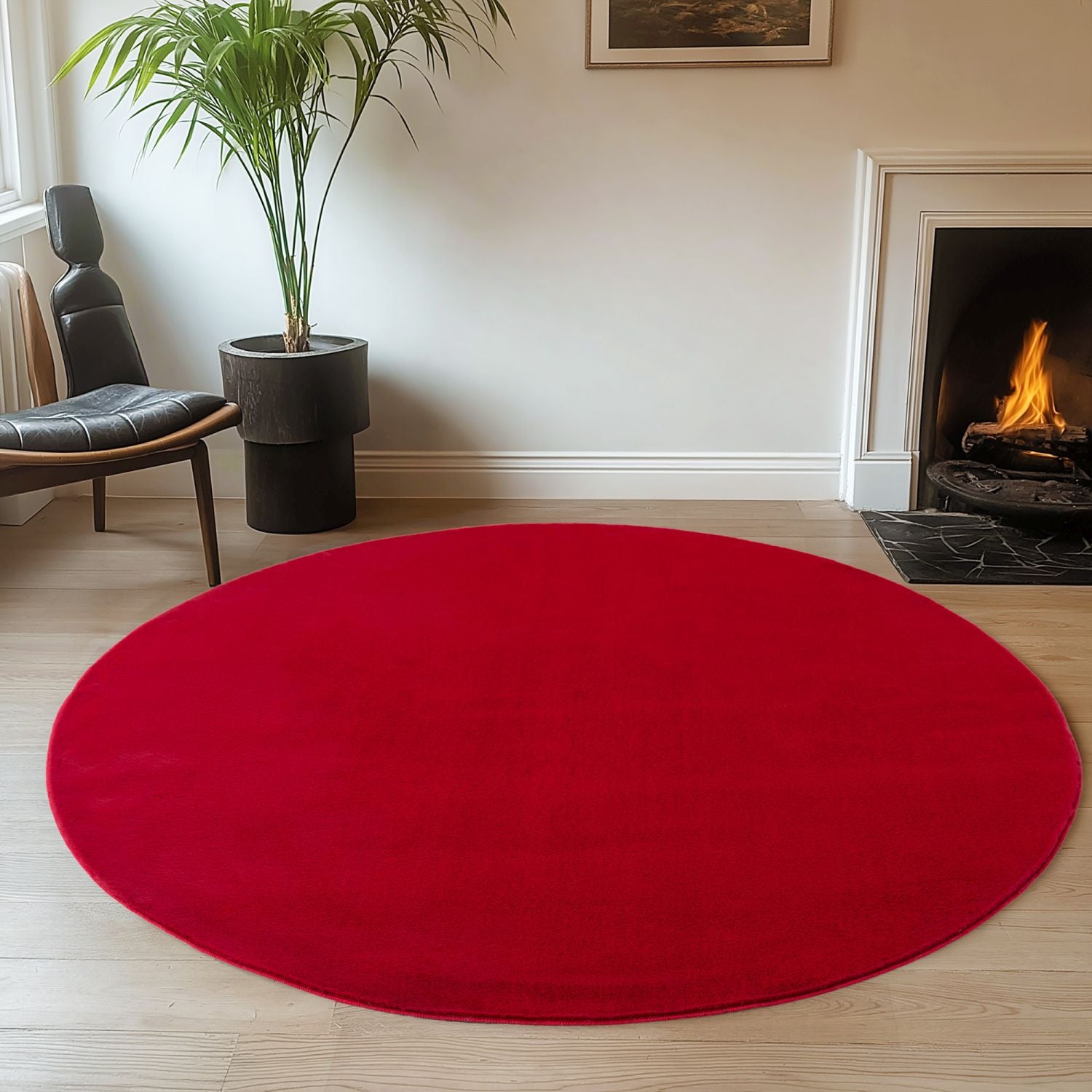 Rood Tapijt Laagpolig Vloerkleed met Anti Slip Omid Super Zacht