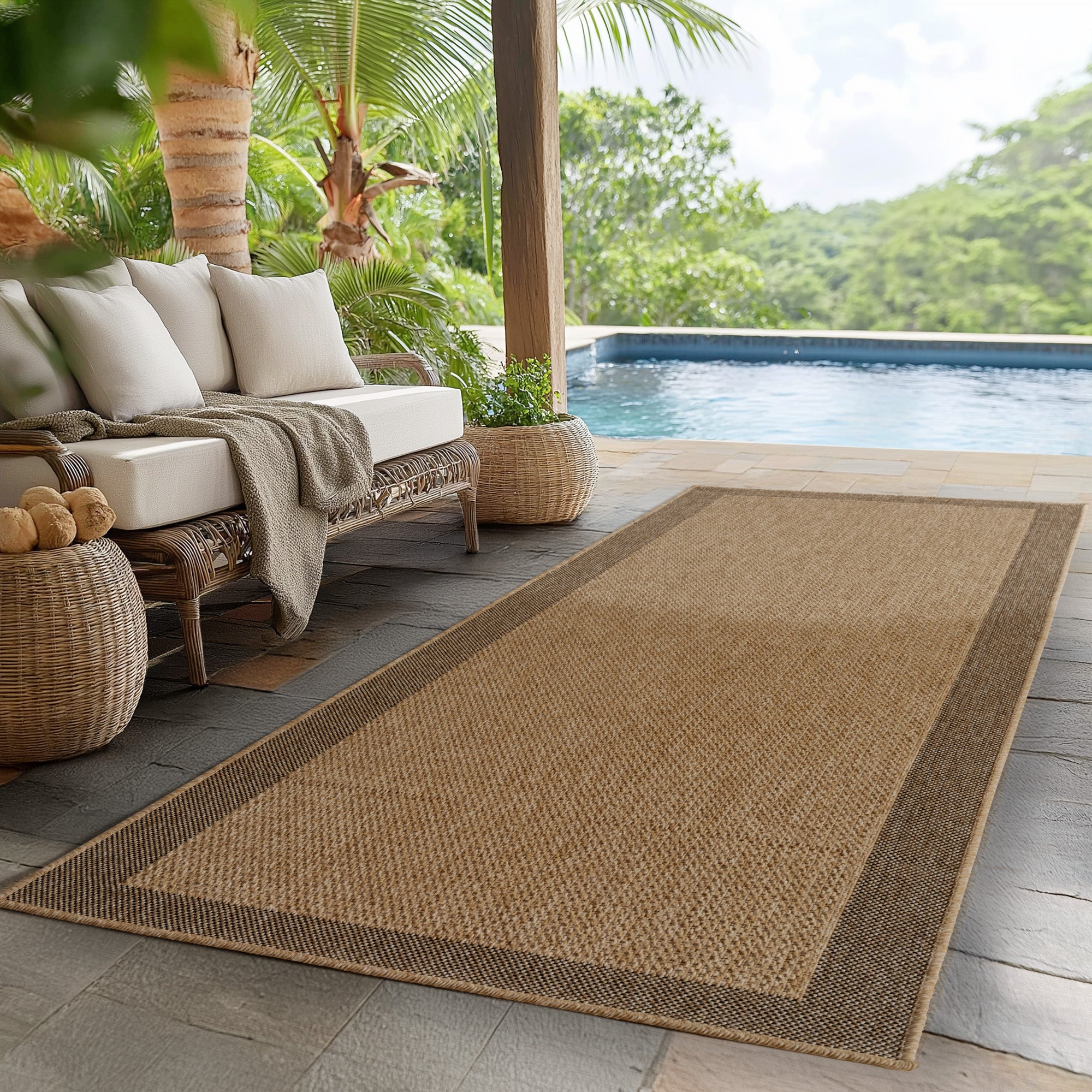 Beige Tapijt Laagpolig Vloerkleed Indoor/Outdoor