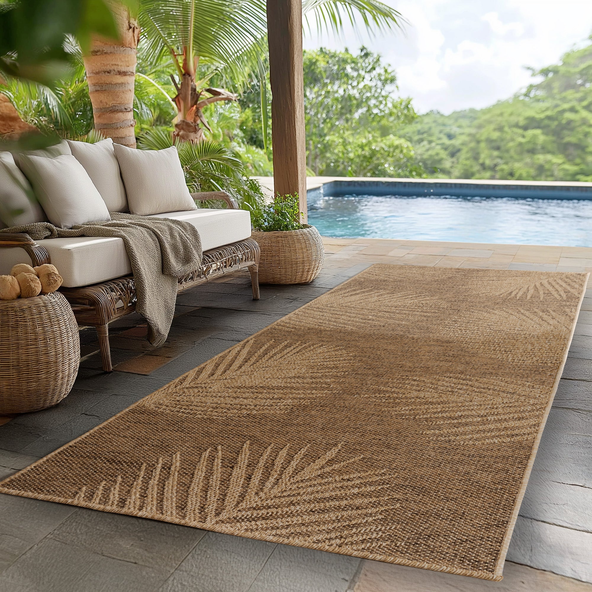 Beige Tapijt Laagpolig Vloerkleed Indoor/Outdoor