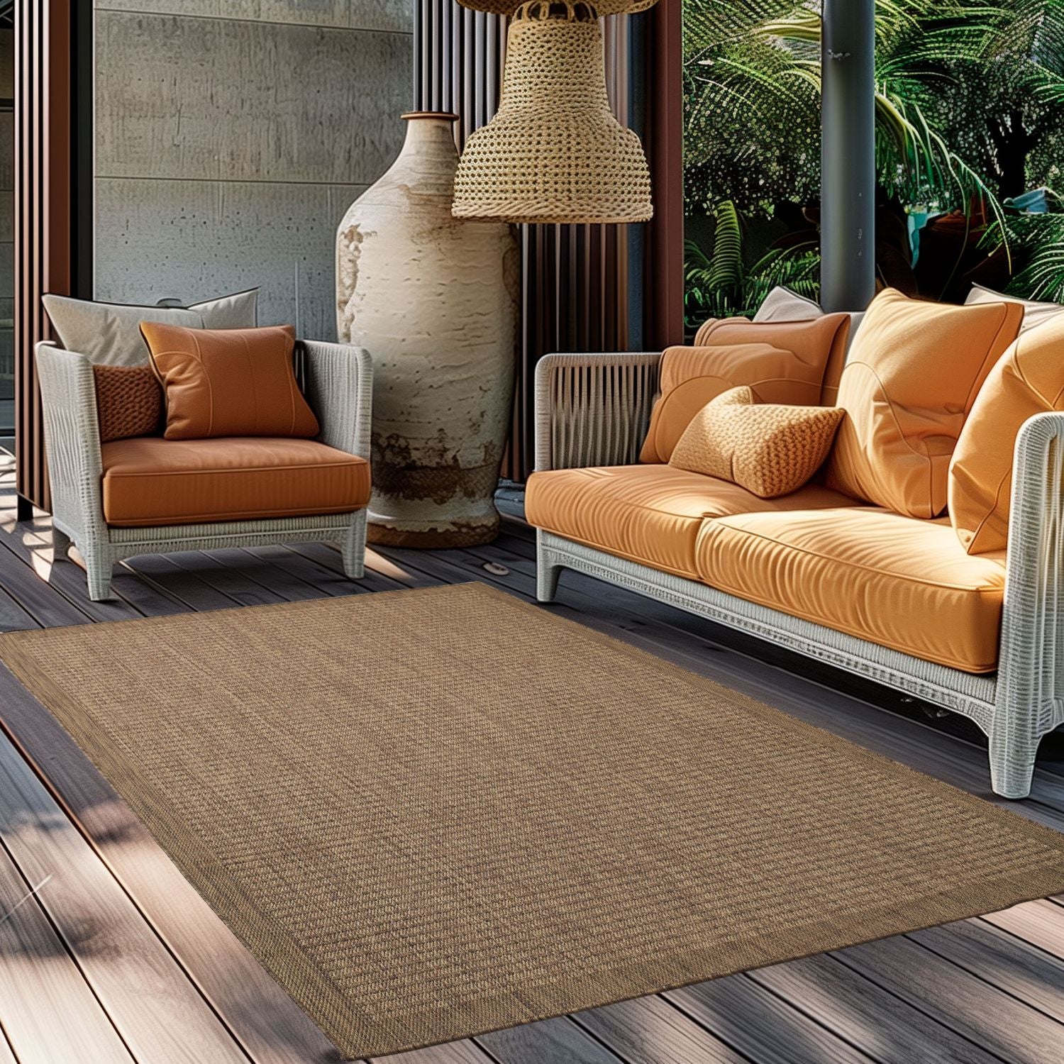 Bruin Tapijt Laagpolig Vloerkleed Indoor/Outdoor
