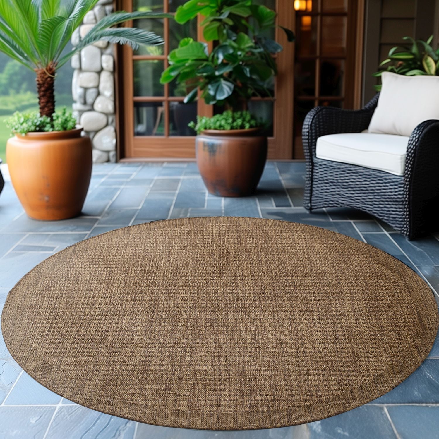 Bruin Tapijt Laagpolig Vloerkleed Indoor/Outdoor