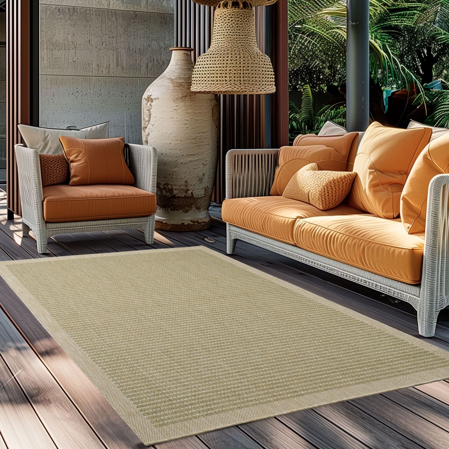 Groen Tapijt Laagpolig Vloerkleed Indoor/Outdoor