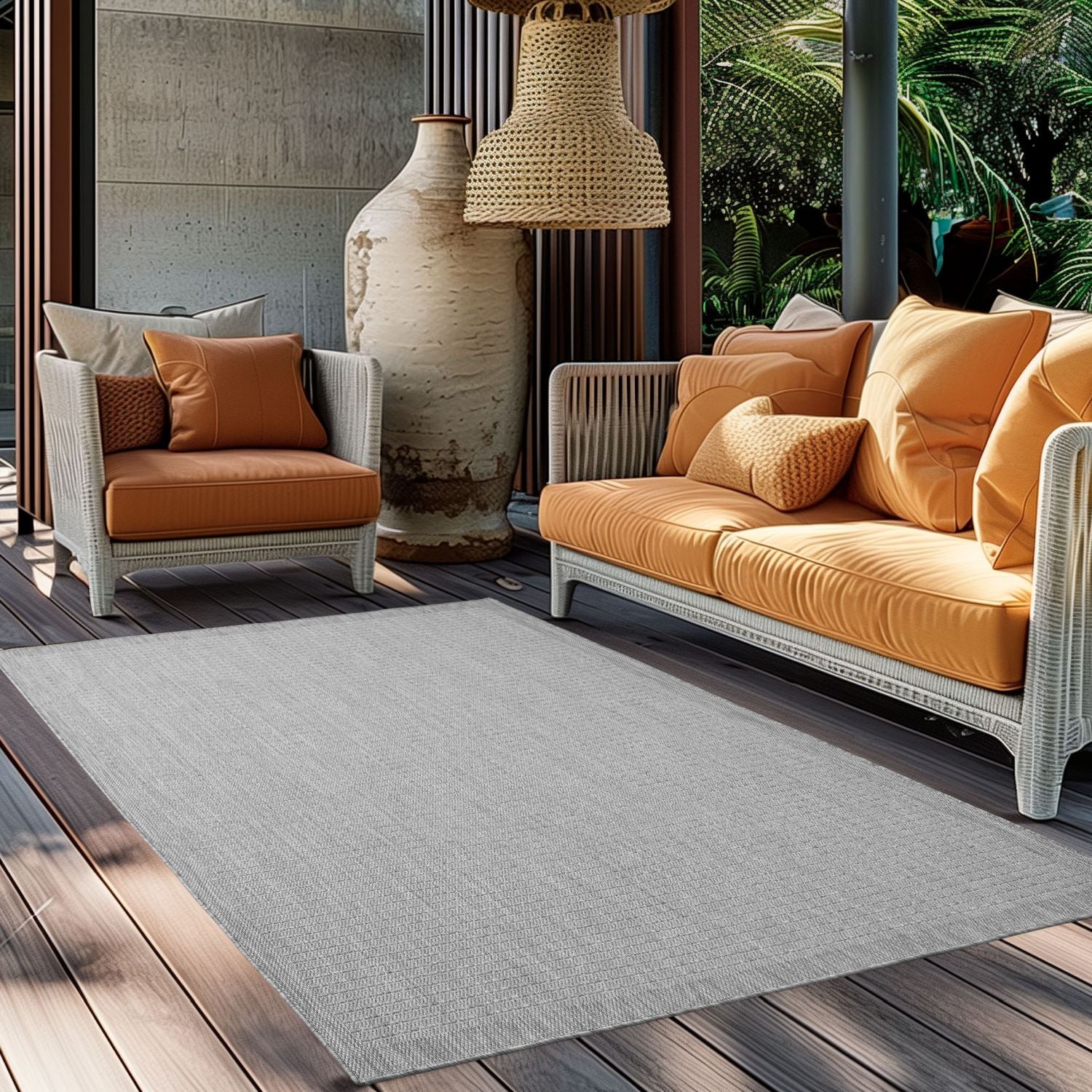 Grijs Tapijt Laagpolig Vloerkleed Indoor/Outdoor