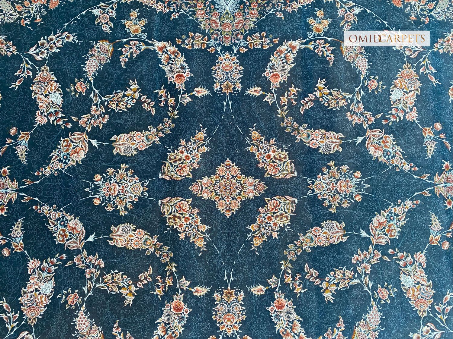 قالین 1500 شانه * Blauw Tapijt Laagpolig Klassiek Vloerkleed - Omid Premium Classic Hand Look - 4,5 Miljoen punten/m²