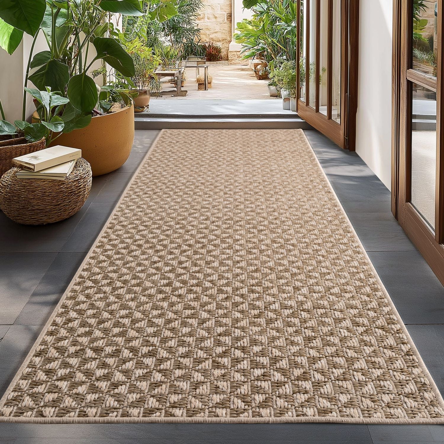 Beige Tapijt Laagpolig Vloerkleed Indoor/Outdoor
