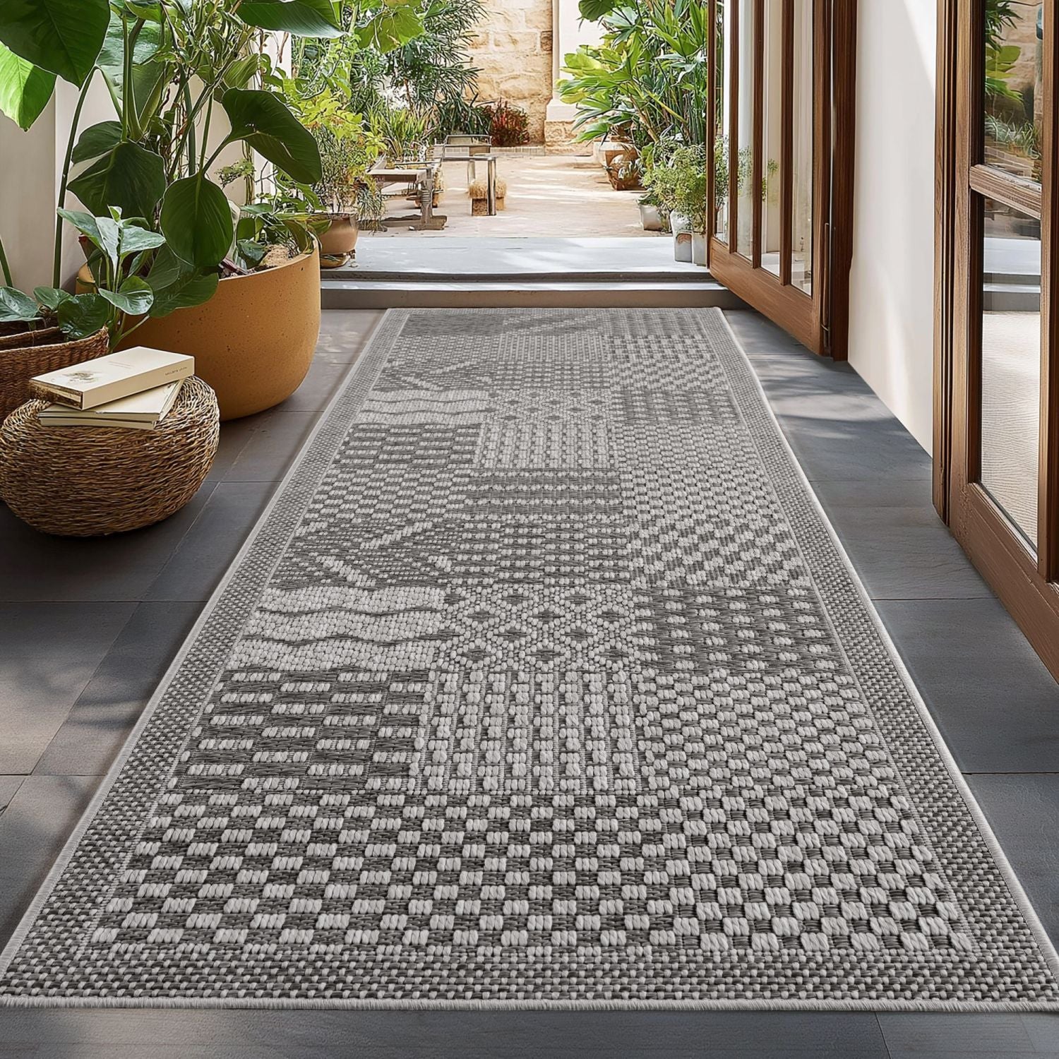 Grijs Tapijt Laagpolig Vloerkleed Indoor/Outdoor