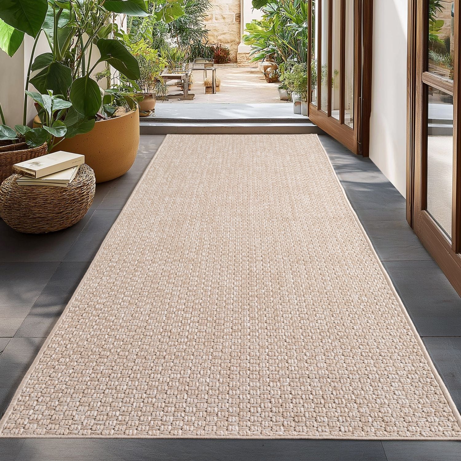 Beige Tapijt Laagpolig Vloerkleed Indoor/Outdoor