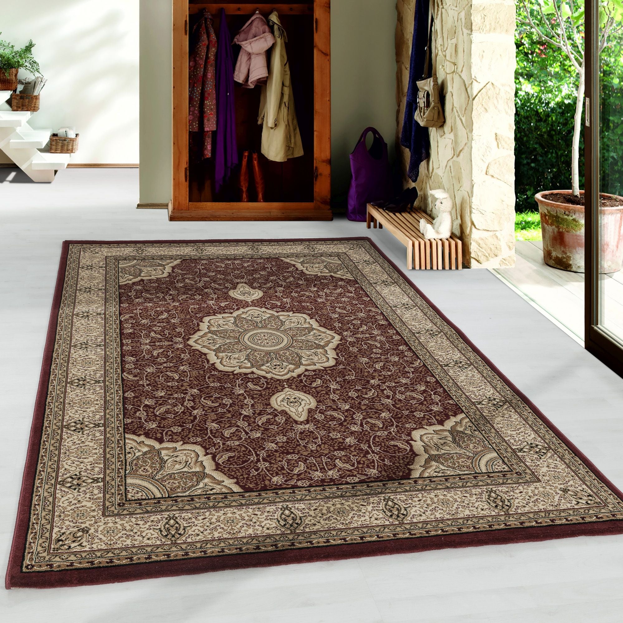 Rood Laagpolig Vloerkleed Omid Antique Allure Collection.