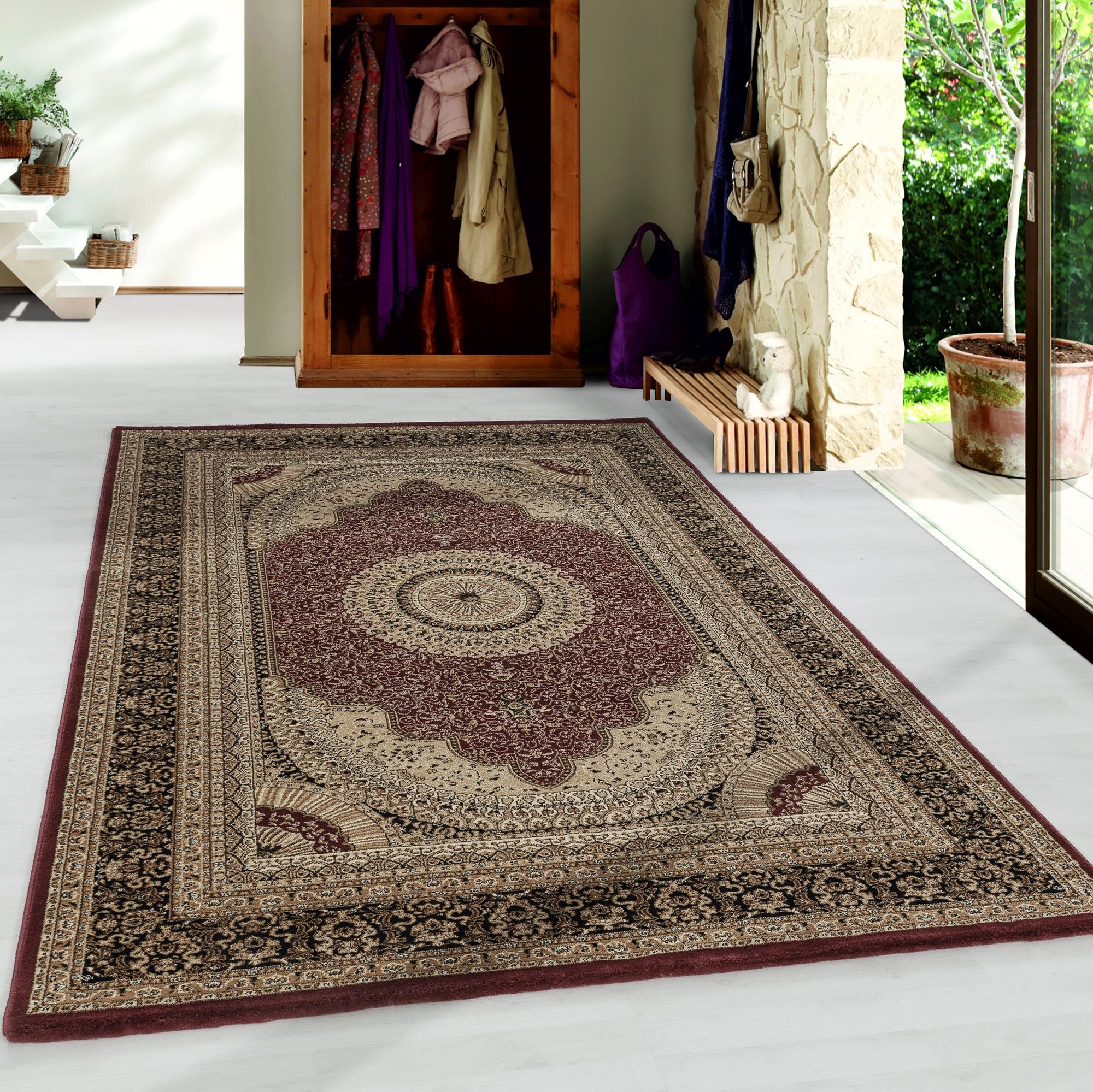 Rood Laagpolig Vloerkleed Omid Antique Allure Collection.
