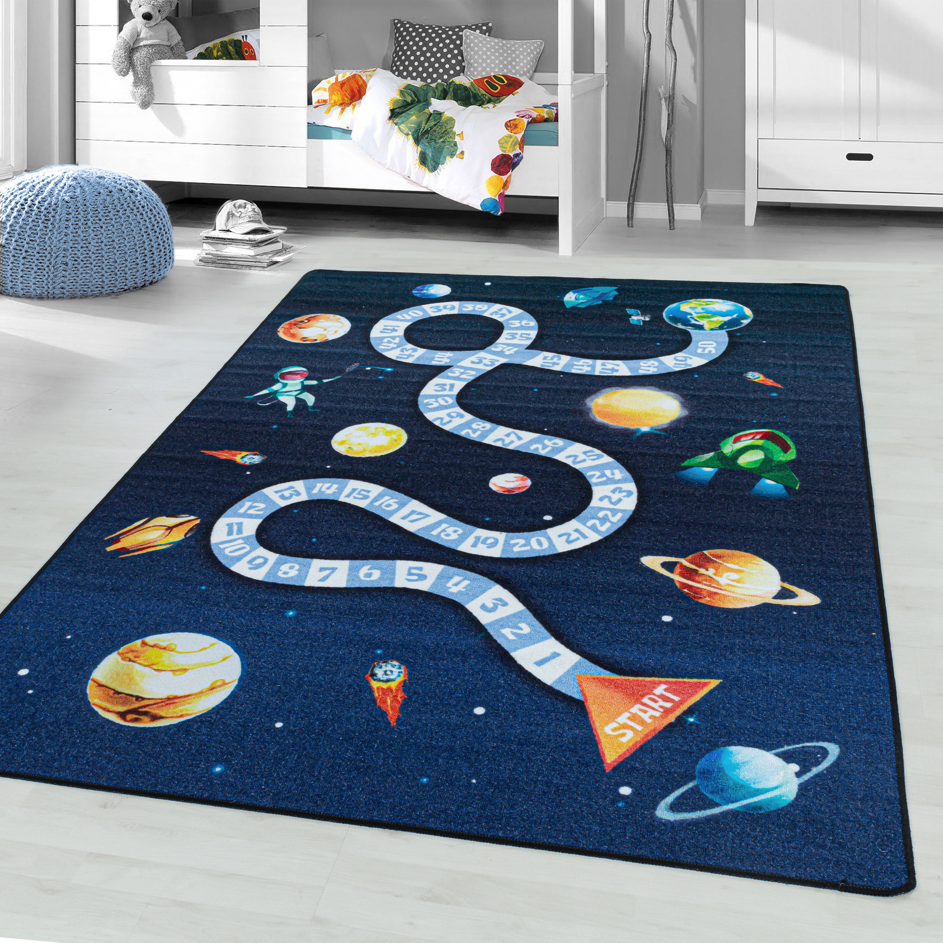 Blauw Tapijt Laagpolig Vloerkleed Omid Playful wonder collection