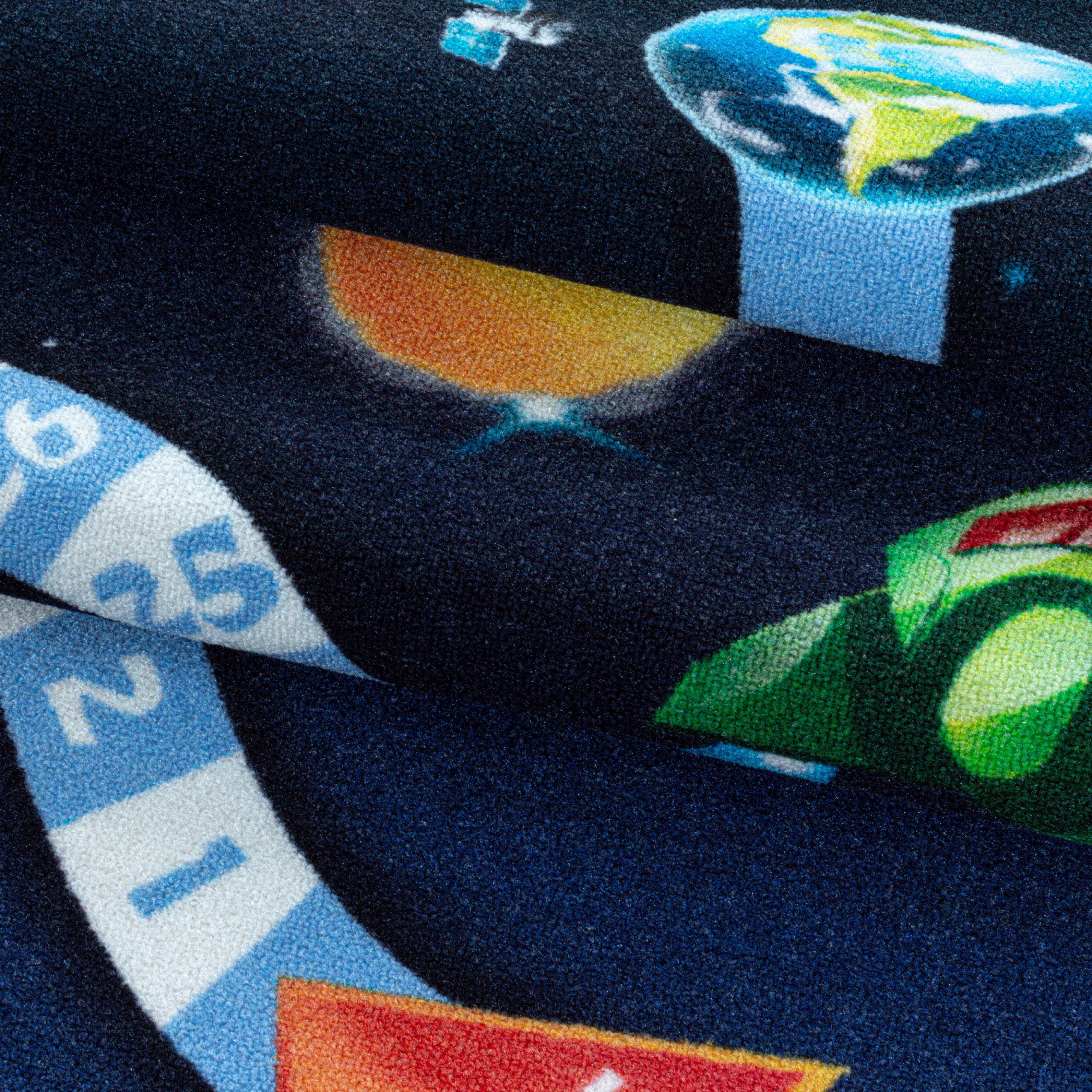 Blauw Tapijt Laagpolig Vloerkleed Omid Playful wonder collection
