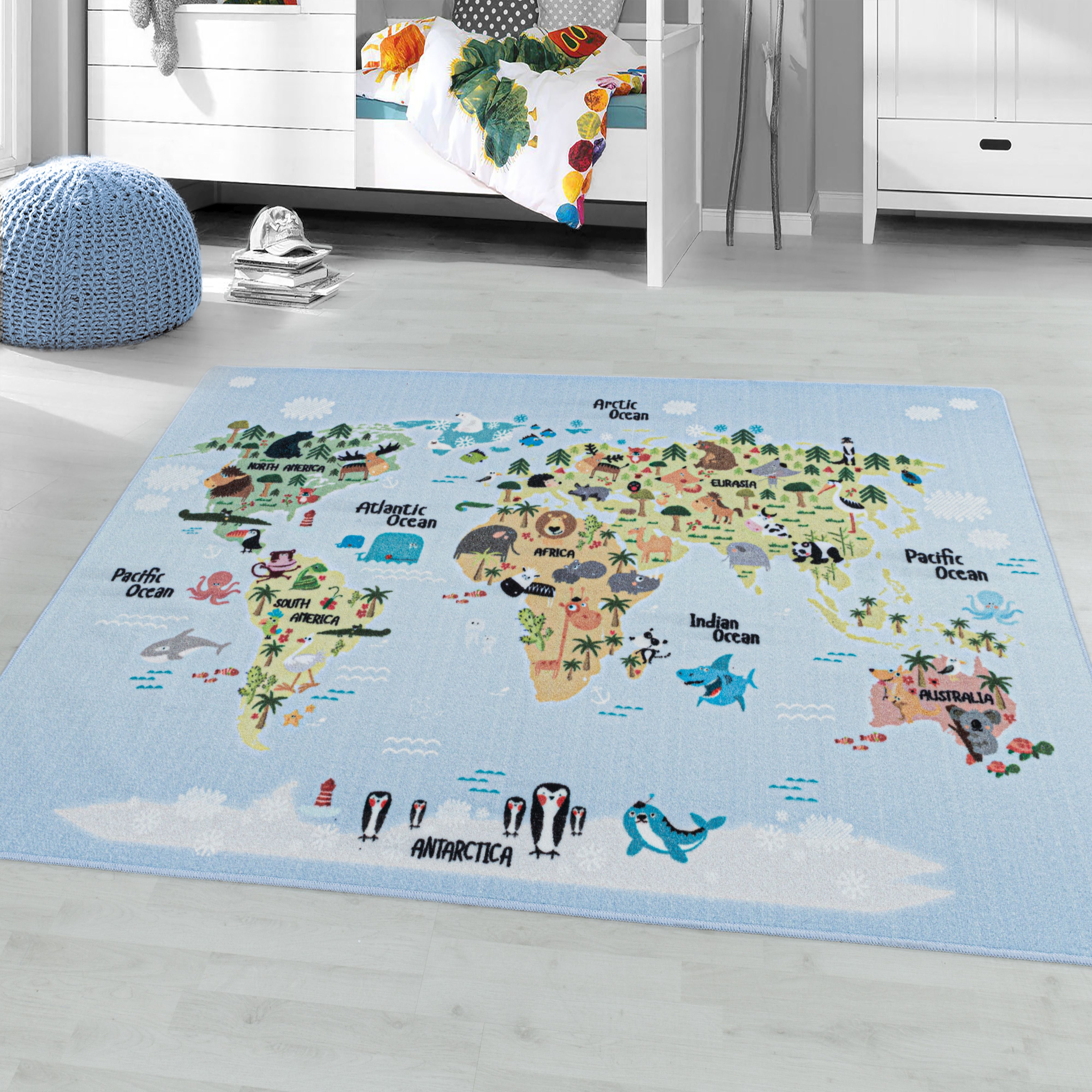 Blauw Tapijt Laagpolig Vloerkleed Omid Playful wonder collection