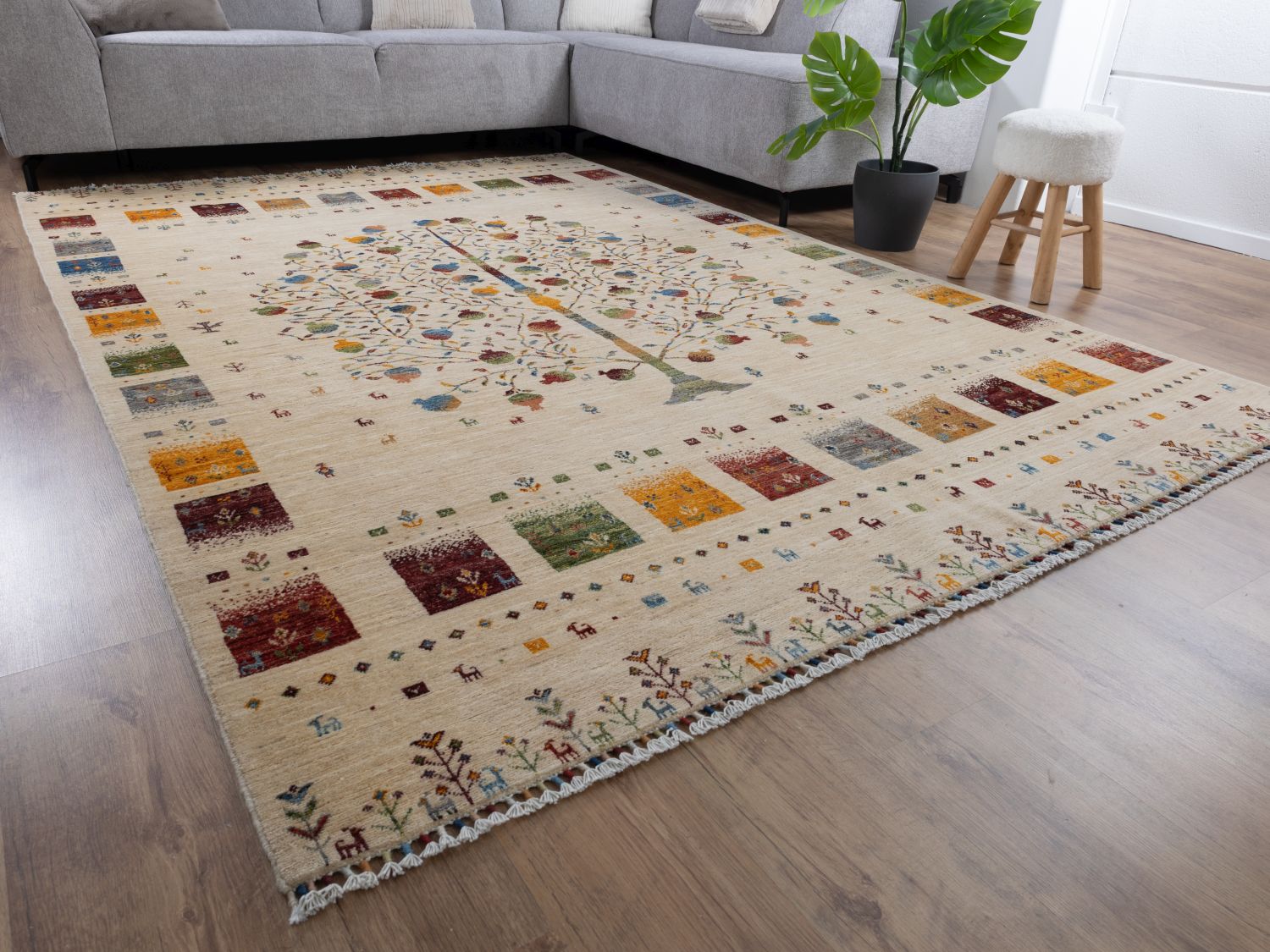 Afghaans Tapijt Laagpolig Handgeknoopt Wollen Vloerkleed - Omid Afghan Wool Luxury 297x194 - Omid Carpets