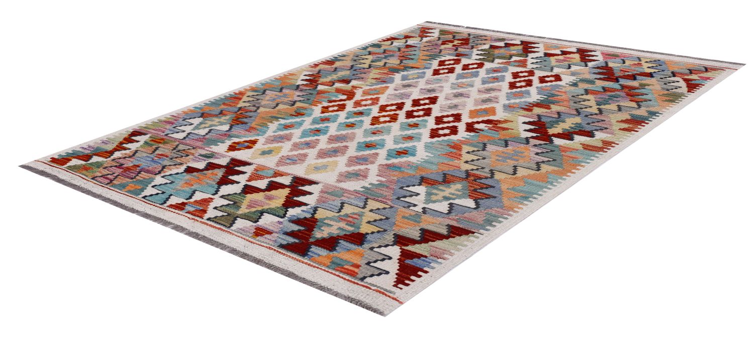 Kleurrijk Tapijt Laagpolig Handgeweven Wollen Vloerkleed - Omid Afghan Kelim 147x99