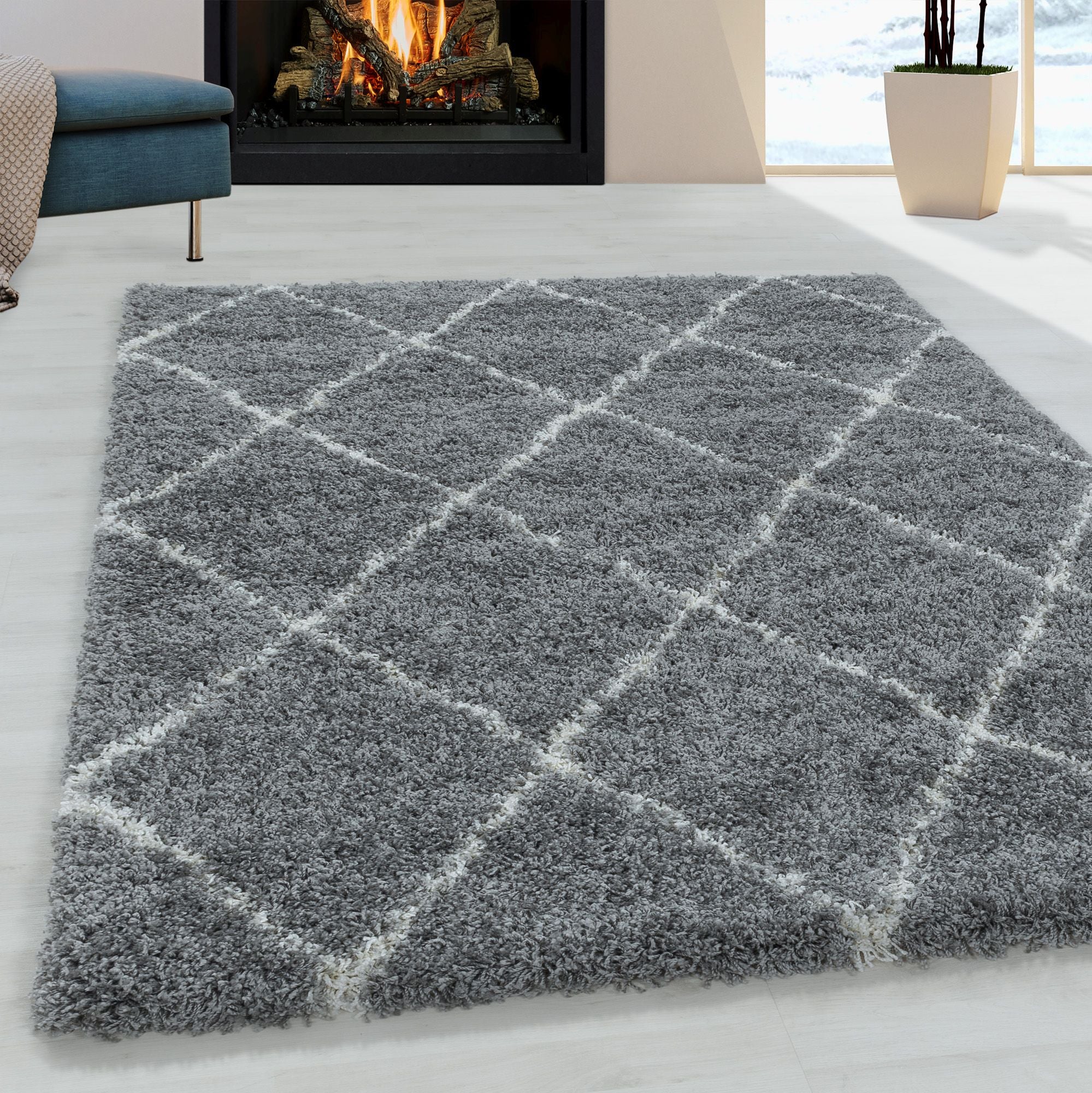 Grijs Laagpolig Vloerkleed Omid Diamond Dazzle Collection.