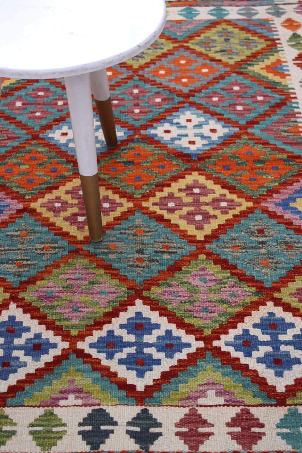 Kleurrijk Tapijt Laagpolig Handgeweven Wollen Vloerkleed - Omid Afghan Kelim 155x104