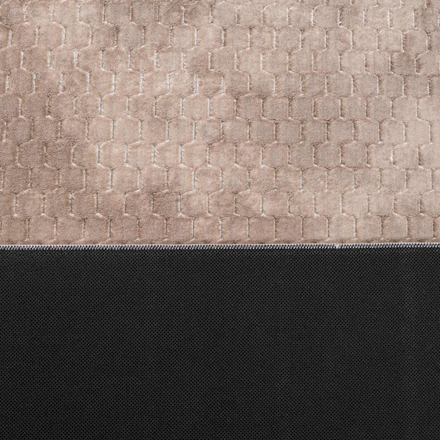 Beige Tapijt Wasbaar Laagpolig Vloerkleed met Anti Slip Omid Modula Wasbaar op 30° - Omid Carpets