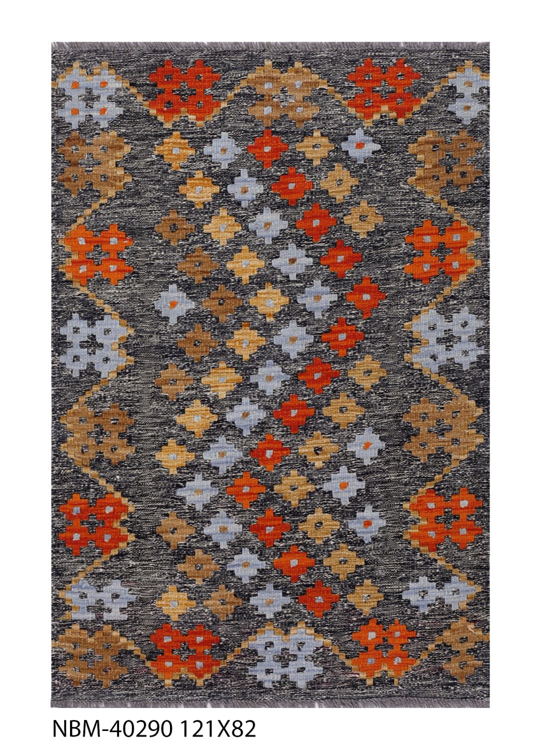 Kleurrijk Tapijt Laagpolig Handgeweven Wollen Vloerkleed - Omid Afghan Kelim 121x80