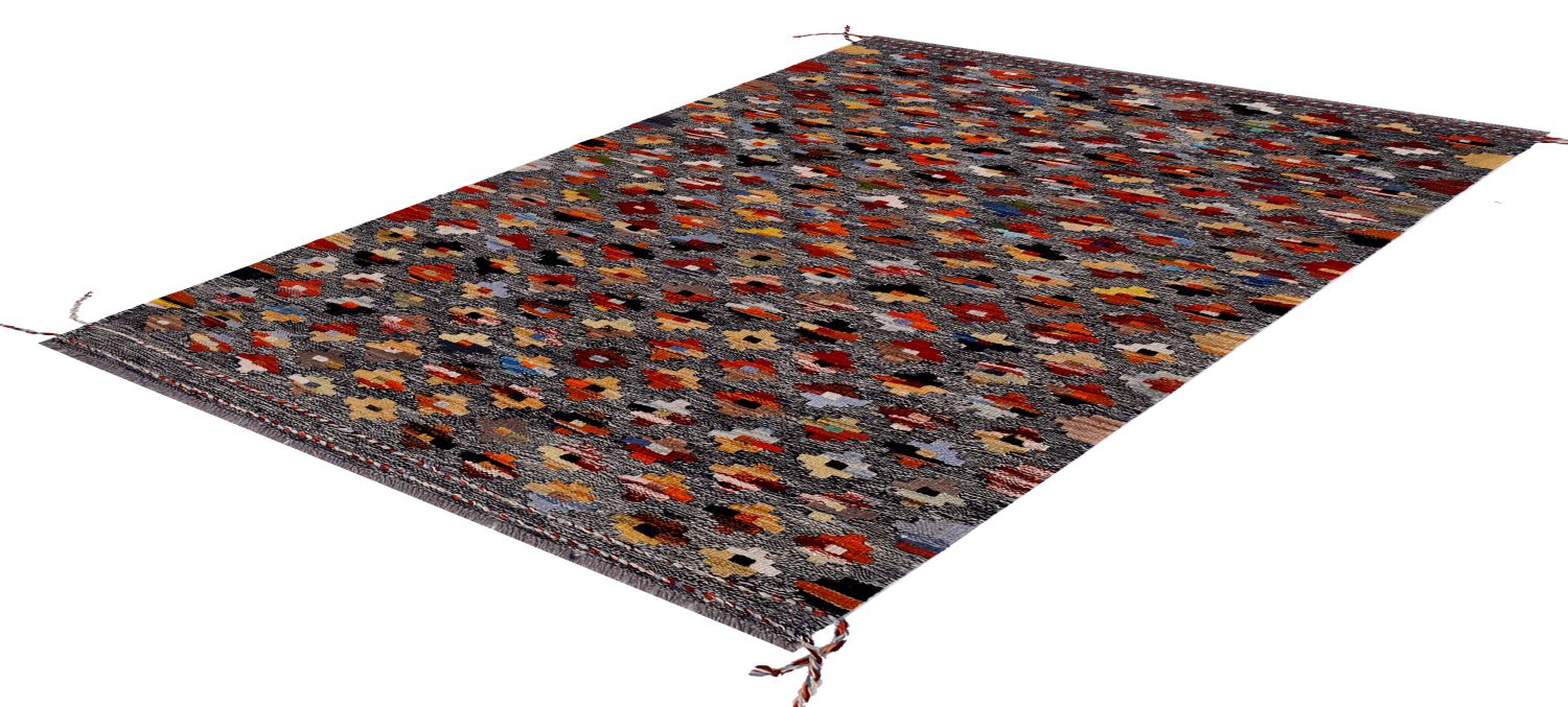 Kleurrijk Tapijt Laagpolig Handgeweven Wollen Vloerkleed - Omid Afghan Kelim 150x98