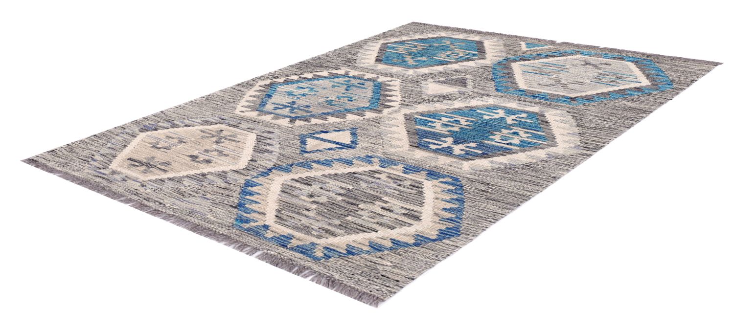 Kleurrijk Tapijt Laagpolig Handgeweven Wollen Vloerkleed - Omid Afghan Kelim 121x80