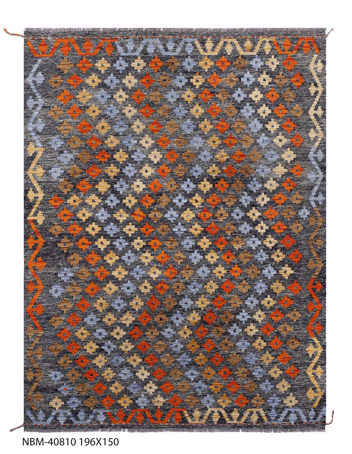Kleurrijk Tapijt Laagpolig Handgeweven Wollen Vloerkleed - Omid Afghan Kelim 196x150