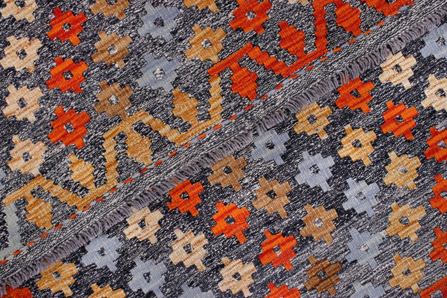 Kleurrijk Tapijt Laagpolig Handgeweven Wollen Vloerkleed - Omid Afghan Kelim 197x151