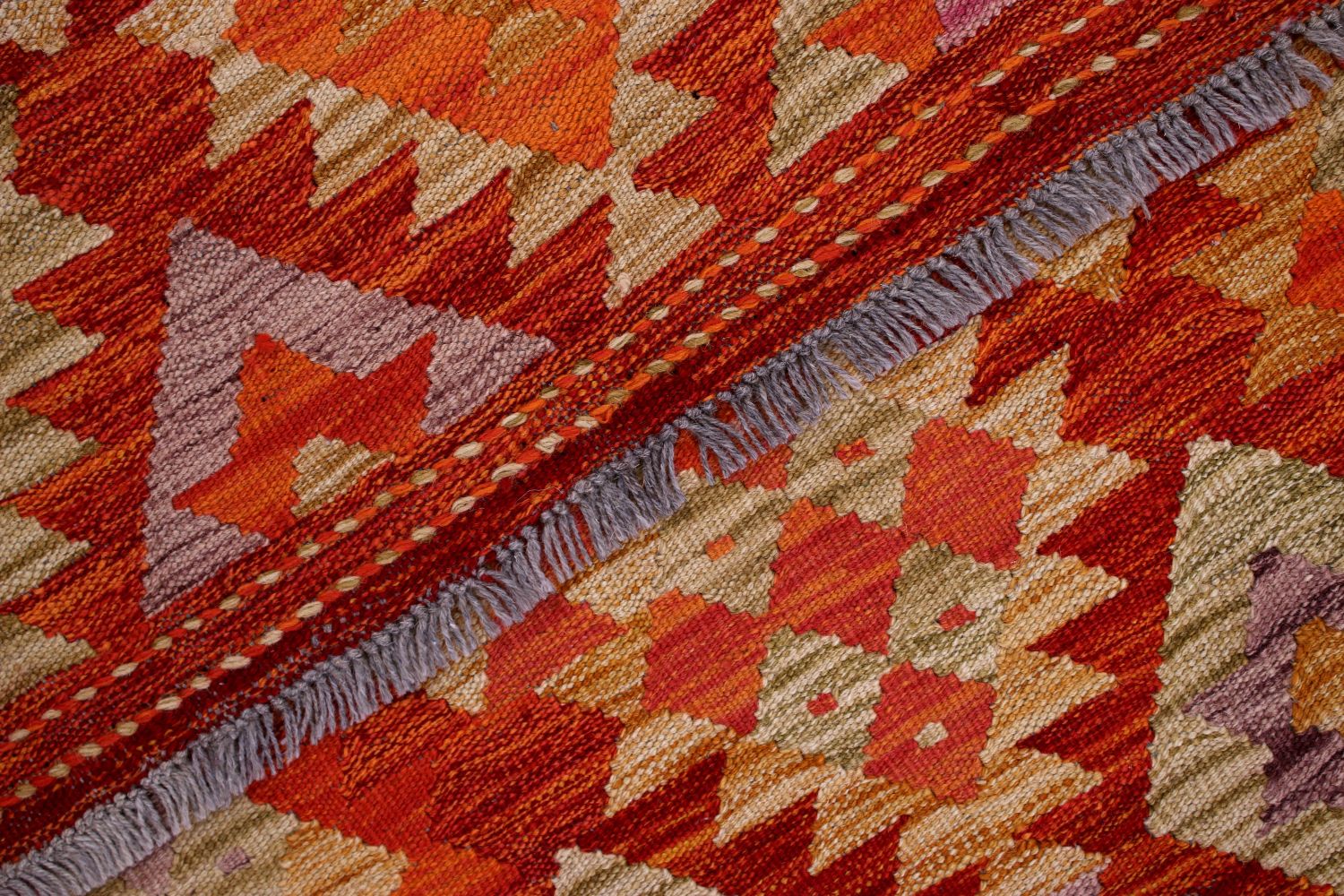 Kleurrijk Tapijt Laagpolig Handgeweven Wollen Vloerkleed - Omid Afghan Kelim 134x85