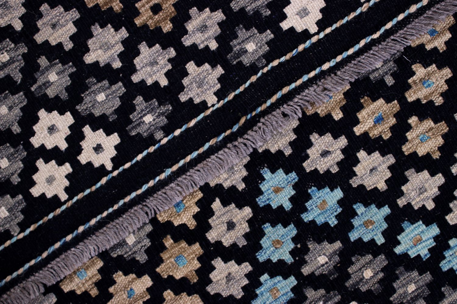 Kleurrijk Tapijt Laagpolig Handgeweven Wollen Vloerkleed - Omid Afghan Kelim 121x89