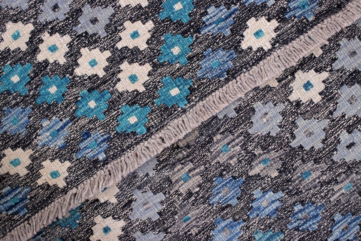 Kleurrijk Tapijt Laagpolig Handgeweven Wollen Vloerkleed - Omid Afghan Kelim 131x83