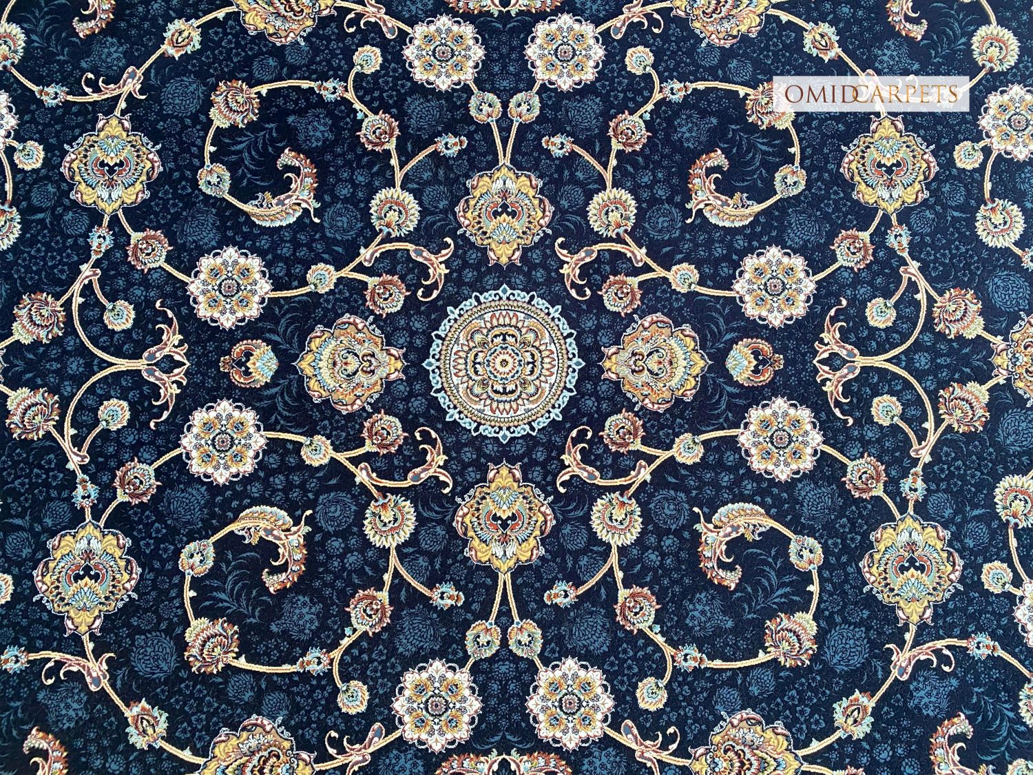 قالین 1200 شانه * Blauw Tapijt Laagpolig Klassiek Vloerkleed - Omid Premium Classic Hand Look - 3 Miljoen punten/m²