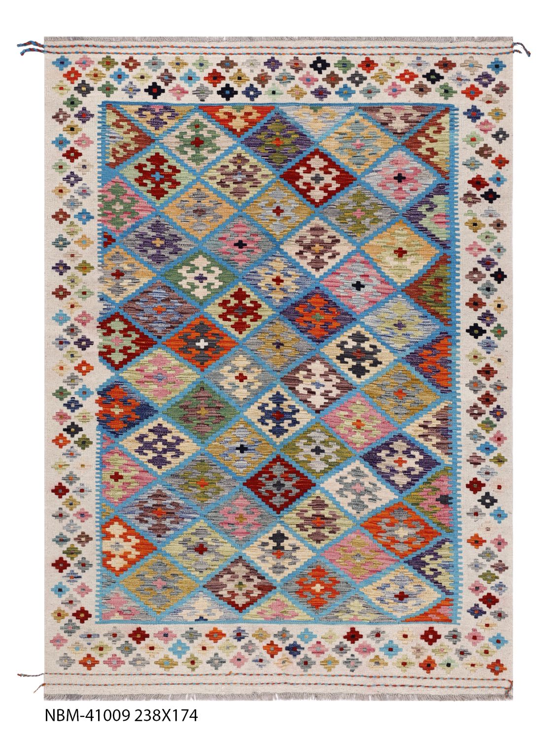Kleurrijk Tapijt Laagpolig Handgeweven Wollen Vloerkleed - Omid Afghan Kelim 238x174