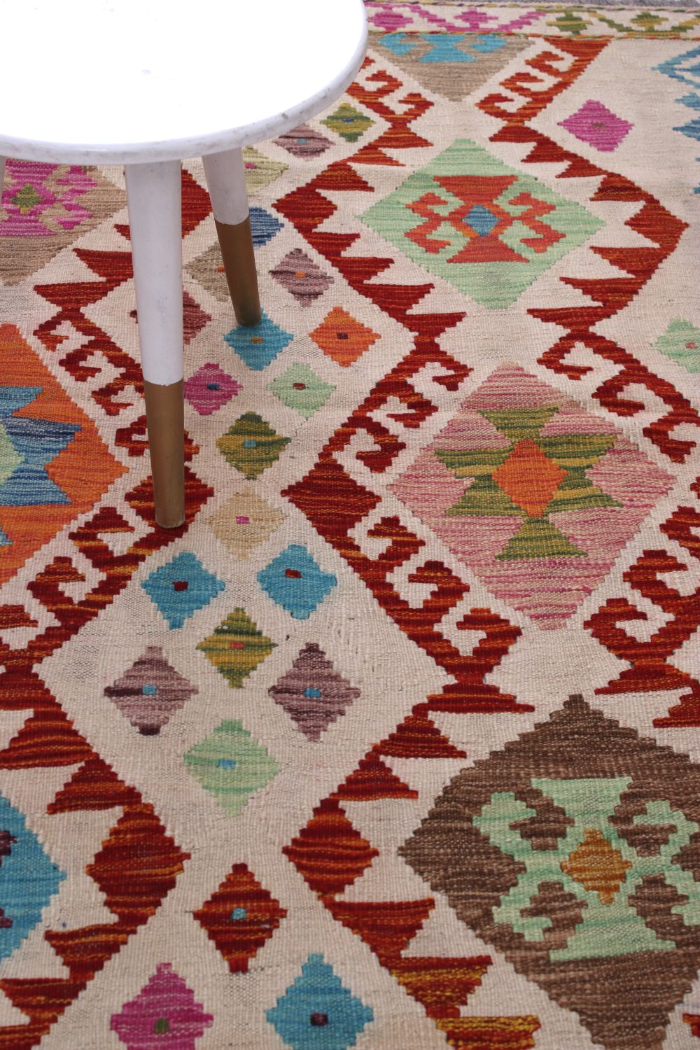 Kleurrijk Tapijt Laagpolig Handgeweven Wollen Vloerkleed - Omid Afghan Kelim 171x117