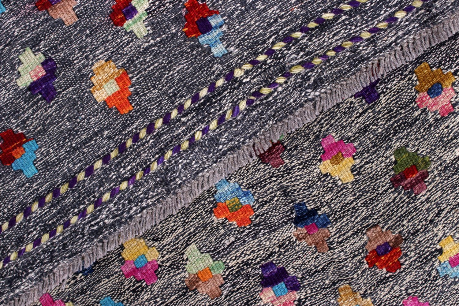 Kleurrijk Tapijt Laagpolig Handgeweven Wollen Vloerkleed - Omid Afghan Kelim 114x82
