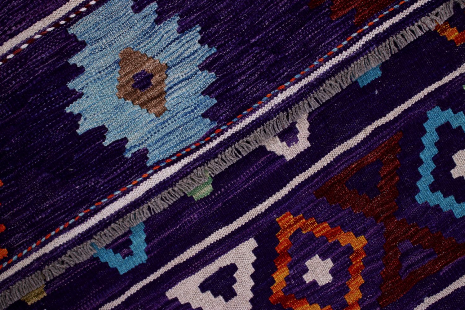 Kleurrijk Tapijt Laagpolig Handgeweven Wollen Vloerkleed - Omid Afghan Kelim 298x204