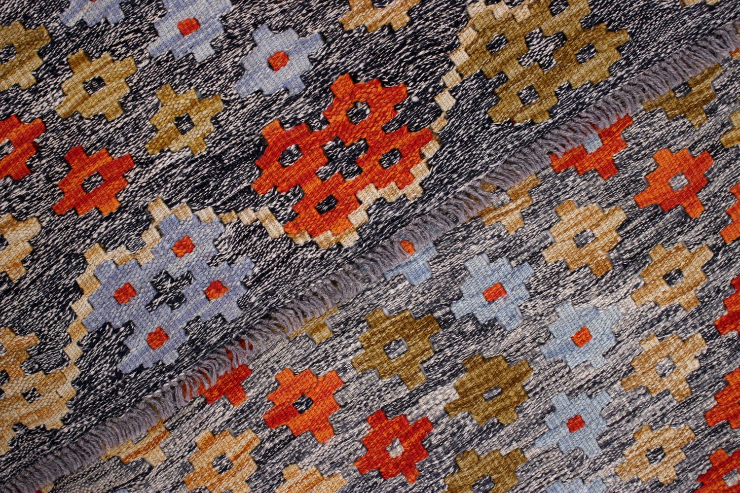 Kleurrijk Tapijt Laagpolig Handgeweven Wollen Vloerkleed - Omid Afghan Kelim 198x105