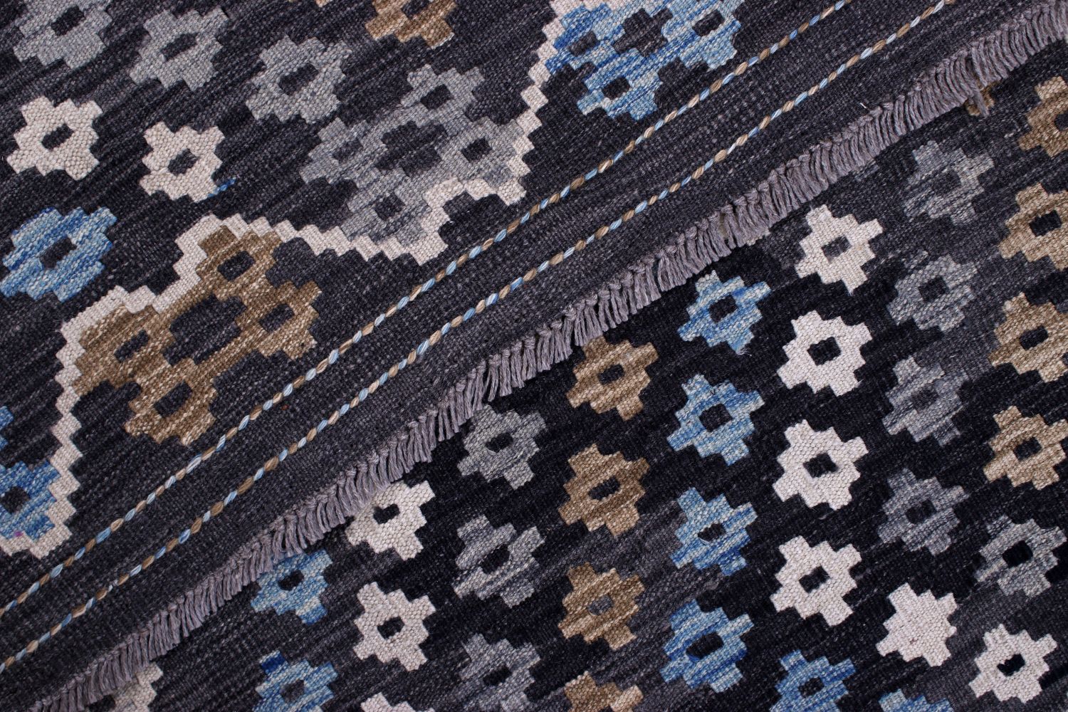 Kleurrijk Tapijt Laagpolig Handgeweven Wollen Vloerkleed - Omid Afghan Kelim 247x176