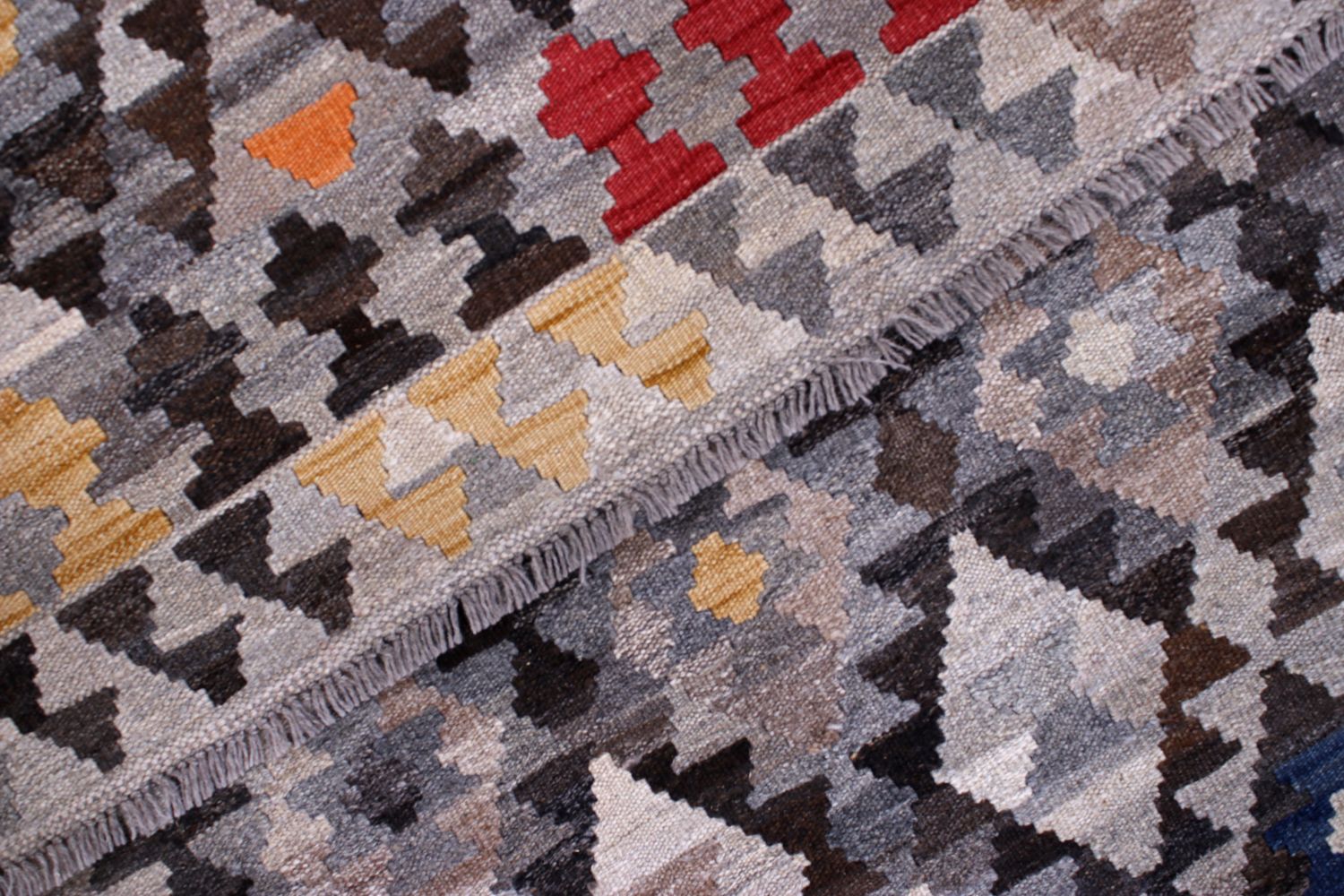 Kleurrijk Tapijt Laagpolig Handgeweven Wollen Vloerkleed - Omid Afghan Kelim 292x200