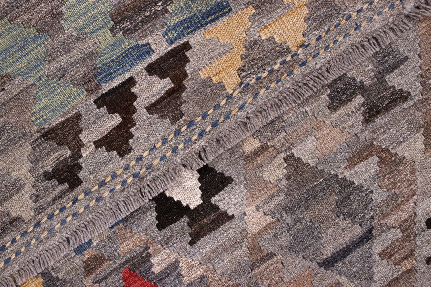 Kleurrijk Tapijt Laagpolig Handgeweven Wollen Vloerkleed - Omid Afghan Kelim 297x206