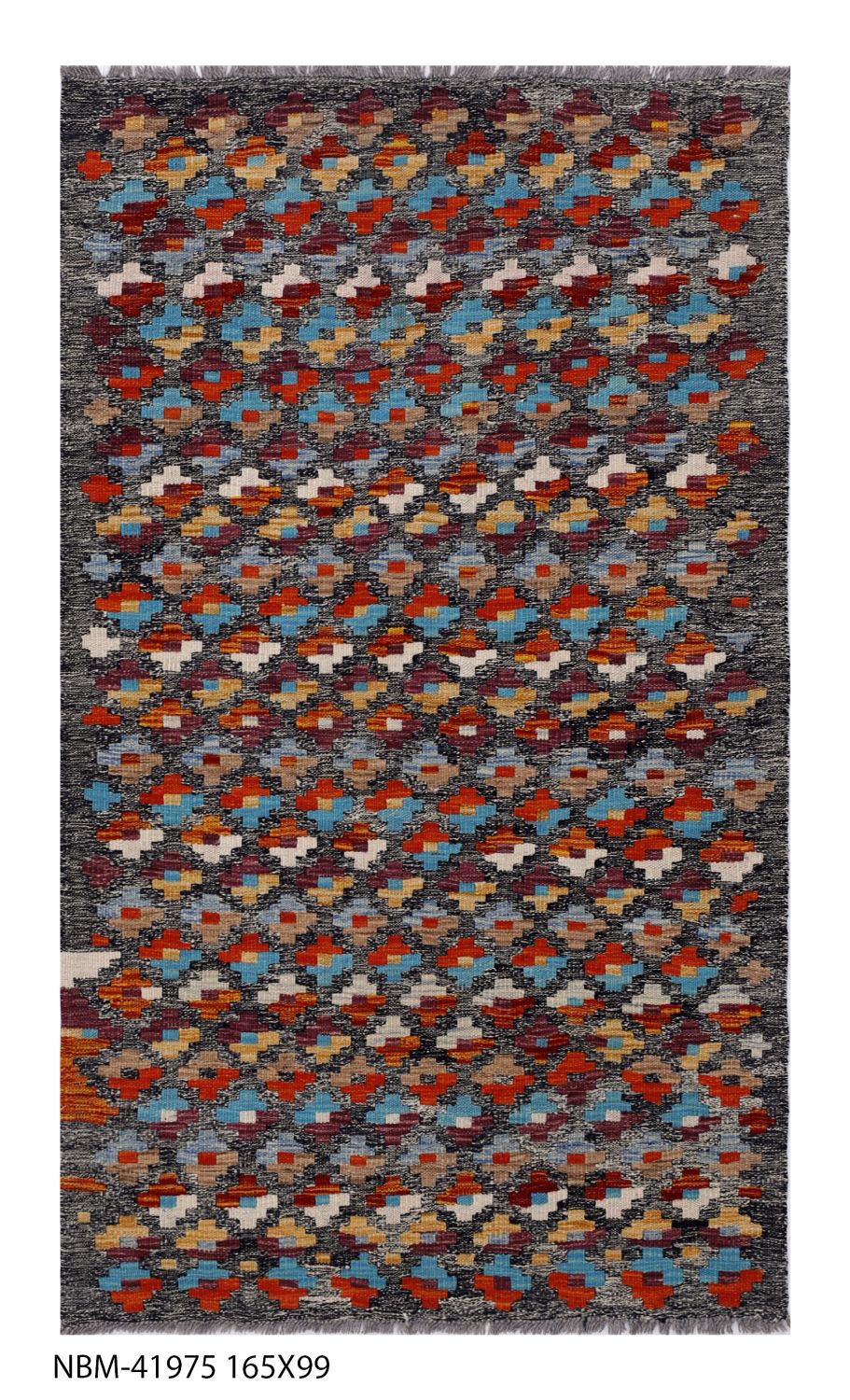 Kleurrijk Tapijt Laagpolig Handgeweven Wollen Vloerkleed - Omid Afghan Kelim 164x99