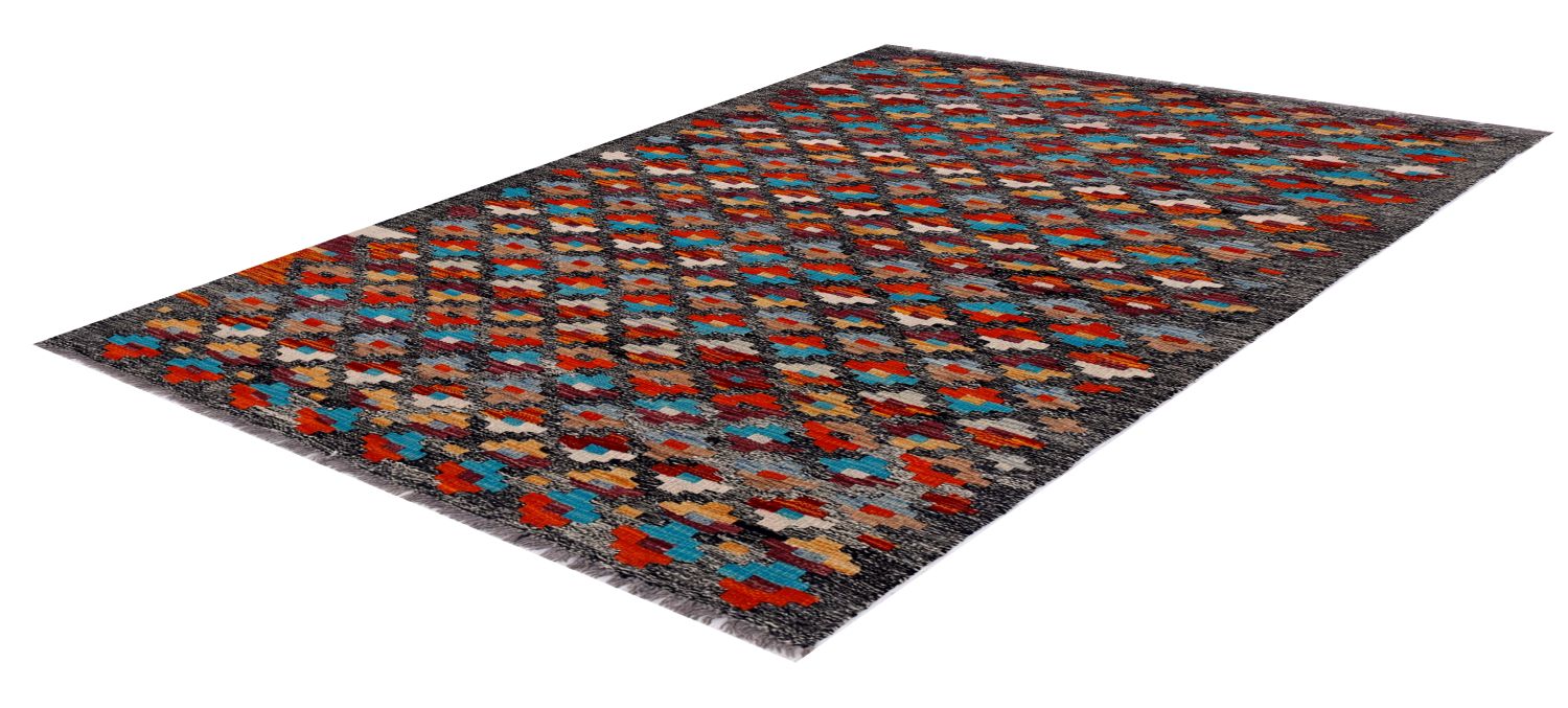 Kleurrijk Tapijt Laagpolig Handgeweven Wollen Vloerkleed - Omid Afghan Kelim 164x99