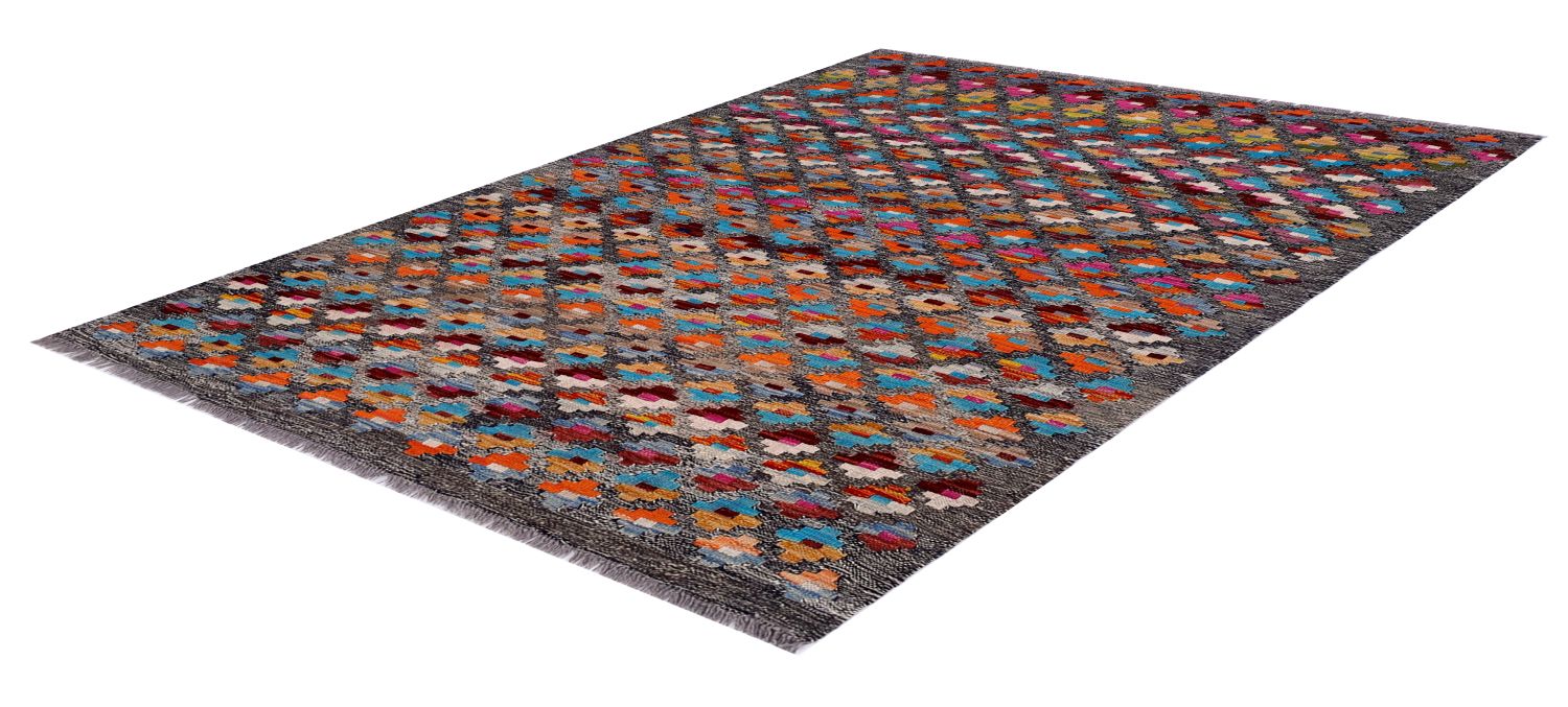 Kleurrijk Tapijt Laagpolig Handgeweven Wollen Vloerkleed - Omid Afghan Kelim 148x114