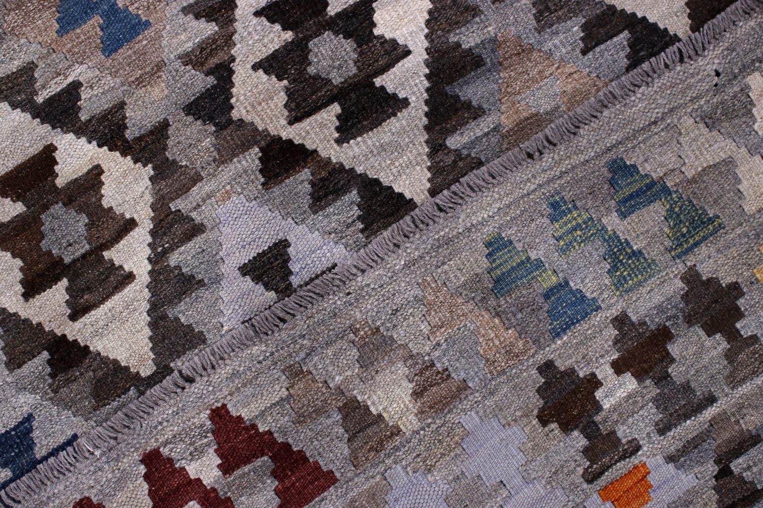 Kleurrijk Tapijt Laagpolig Handgeweven Wollen Vloerkleed - Omid Afghan Kelim 288x198