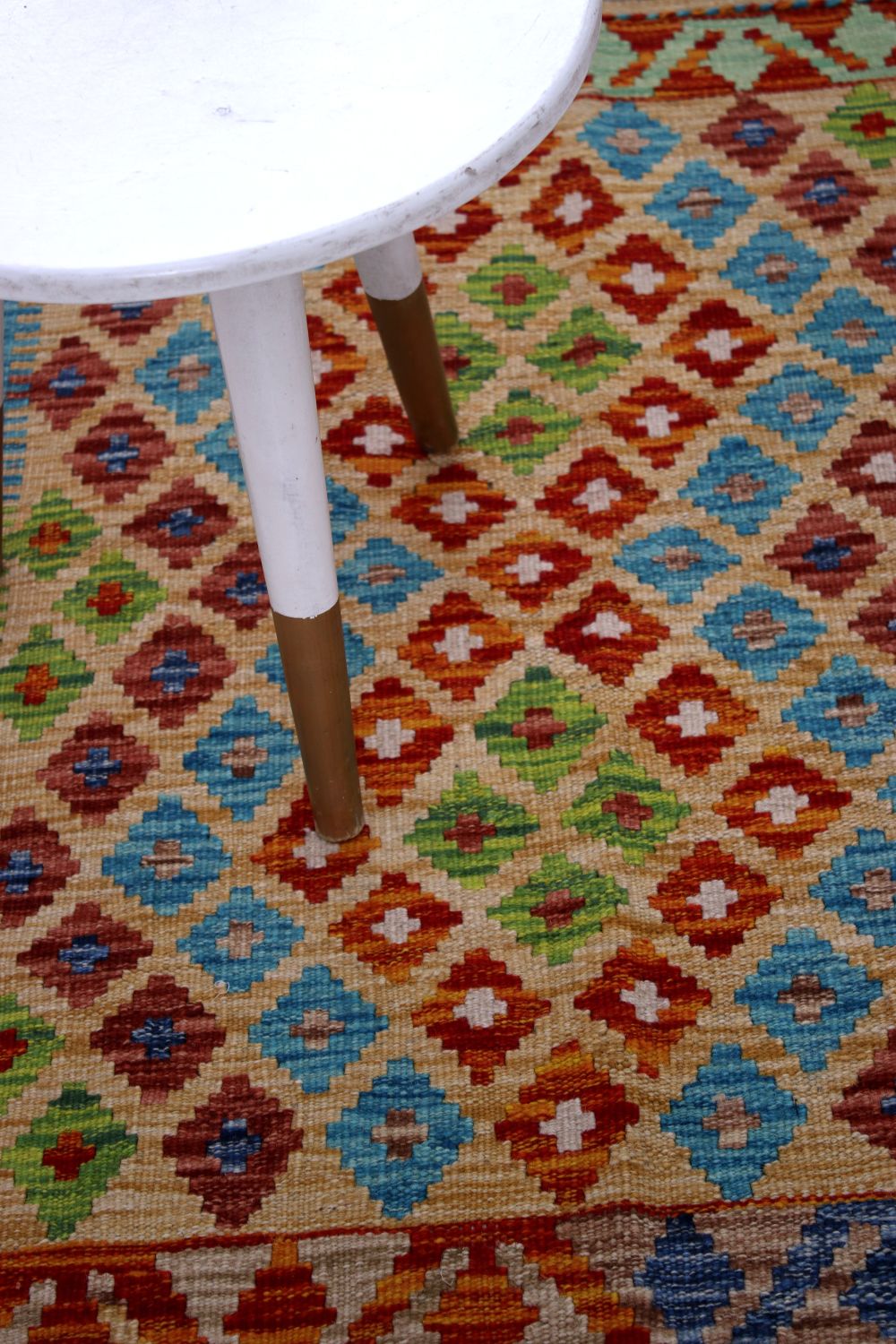 Kleurrijk Tapijt Laagpolig Handgeweven Wollen Vloerkleed - Omid Afghan Kelim 112x82